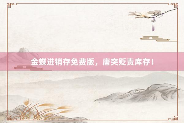 金蝶进销存免费版，唐突贬责库存！